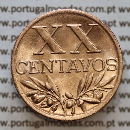 Portuguese coin of XX centavos 1958 Bronze, 20 centavos 1958 Portuguese Republic, (Superb), World Coins Portugal KM 584