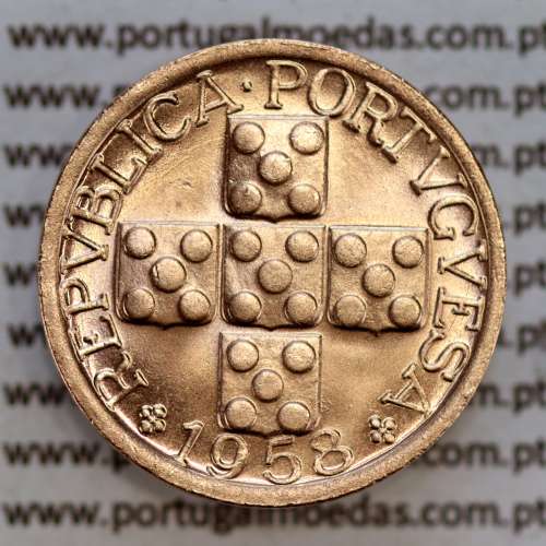 Portuguese coin of XX centavos 1958 Bronze, 20 centavos 1958 Portuguese Republic, (Superb), World Coins Portugal KM 584