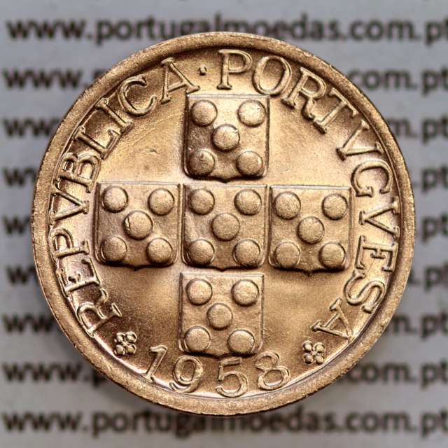 Portuguese coin of XX centavos 1958 Bronze, 20 centavos 1958 Portuguese Republic, (Superb), World Coins Portugal KM 584