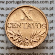 X centavos 1957 Bronze, "10 centavos 1957 em Bronze , República Portuguesa" (Bela / Soberba) - World Coins Portugal  KM 583