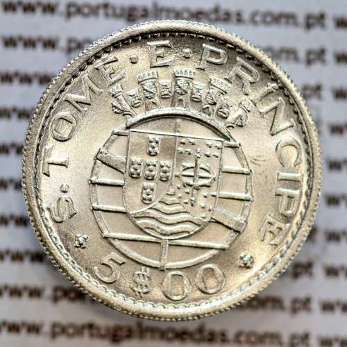 S. Tomé e Príncipe, 5 Escudos 1962 prata, 5$00 prata 1962, (Soberba), World Coins - Saint Thomas & Prince Island KM 20