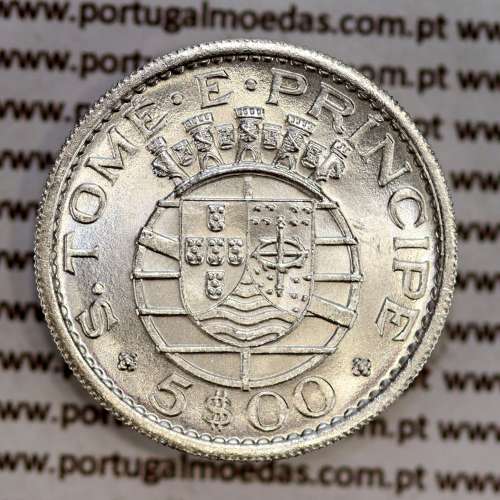 S. Tomé e Príncipe, 5 Escudos 1962 prata, 5$00 prata 1962, (Soberba), World Coins - Saint Thomas & Prince Island KM 20