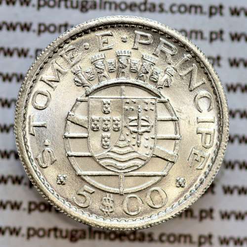 S. Tomé e Príncipe, 5 Escudos 1962 prata, 5$00 prata 1962, (Soberba), World Coins - Saint Thomas & Prince Island KM 20