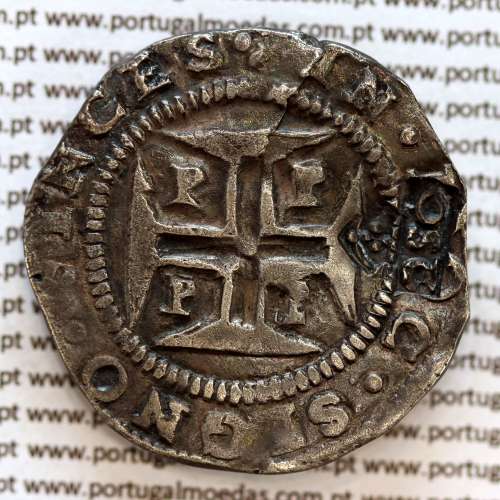 Carimbo 250 Réis de D. Afonso VI, sobre meio Cruzado Prata de D. João IV (Porto), "2S0" pequeno,  World Coins Portugal KM 434.3