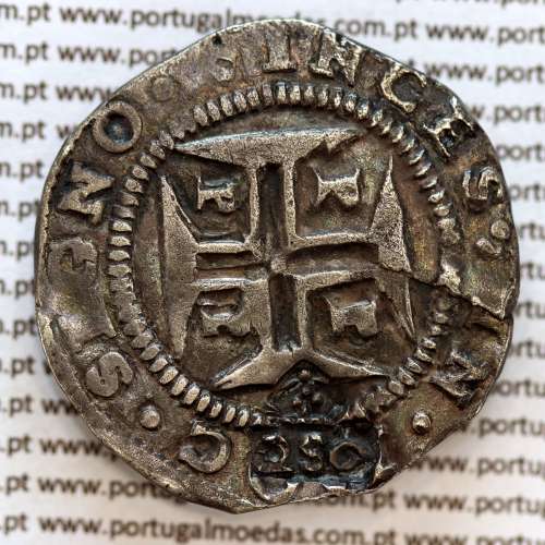 Carimbo 250 Réis de D. Afonso VI, sobre meio Cruzado Prata de D. João IV (Porto), "2S0" pequeno,  World Coins Portugal KM 434.3