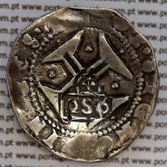 Carimbo de 250 Réis de D. Afonso VI, (2S0 tipo "D") sobre Meio Cruzado Prata de D. João IV, Reverso Cruz cercada por pontos