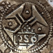 Carimbo de 250 Réis de D. Afonso VI, (2S0 tipo "D") sobre Meio Cruzado Prata de D. João IV, Reverso Cruz cercada por pontos