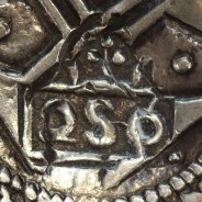 Carimbo de 250 Réis de D. Afonso VI, (2S0 tipo "D") sobre Meio Cruzado Prata de D. João IV, Reverso Cruz cercada por pontos