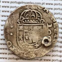 Carimbo de 250 Réis de D. Afonso VI 1656-1667  sobre  Meio Cruzado Prata Lisboa "Cruz Cercada" de D. João IV 1640-1656