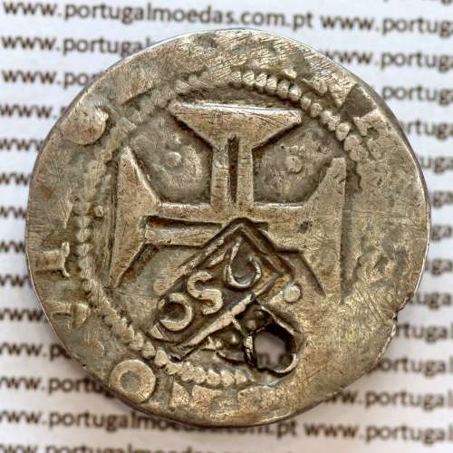 Carimbo de 250 Réis de D. Afonso VI 1656-1667  sobre  Meio Cruzado Prata Lisboa "Cruz Cercada" de D. João IV 1640-1656