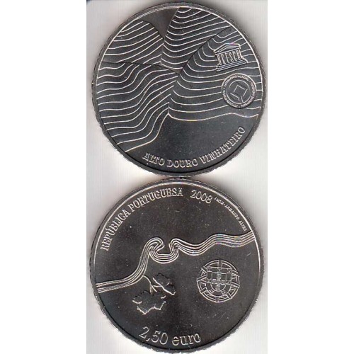 2,50€ Euros 2008, Alto Douro Vinhateiro, Cuproníquel (Portugal, 2,50 Euro 2008, Wordl Coins Portugal KM825)