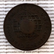 Carimbo Escudete de D. João Príncipe Regente sobre XX Réis cobre 1784 D. Maria I e D. Pedro (Brasil), World Coins Brasil KM 282
