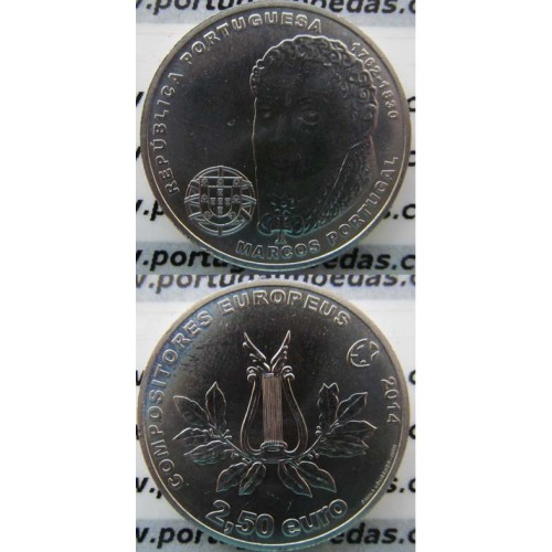 2,50€ Euros 2014, Marcos de Portugal, cuproniquel  (2,50 Euro 2014)