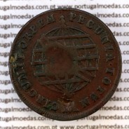 Carimbo Escudete de D. João Príncipe Regente sobre X Réis cobre 1786 D. Maria I (Brasil), World Coins Brasil KM 273.1
