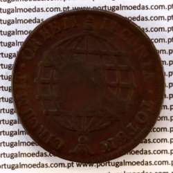 Carimbo Escudete de D. João Príncipe Regente sobre XX Réis cobre 1778 D. Maria I e D. Pedro (Brasil), World Coins Brasil KM 282