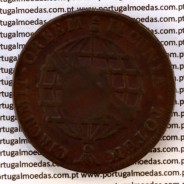 Carimbo Escudete de D. João Príncipe Regente sobre XX Réis cobre 1778 D. Maria I e D. Pedro (Brasil), World Coins Brasil KM 282