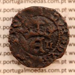 Portuguese Coin Half Real Black in copper King D. Duarte I, Rare, atypical Crown with washers, legend separated by rosettes