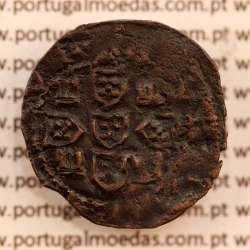 Portuguese Coin Half Real Black in copper King D. Duarte I, Rare, atypical Crown with washers, legend separated by rosettes