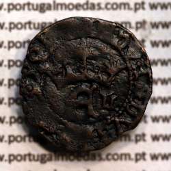 Portuguese Coin Half Real Black in copper King D. Duarte I, Rare, atypical Crown with washers, legend separated by rosettes