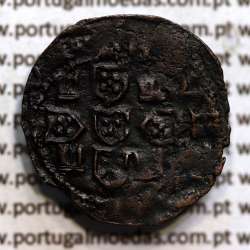 Portuguese Coin Half Real Black in copper King D. Duarte I, Rare, atypical Crown with washers, legend separated by rosettes