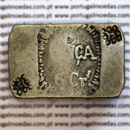 Moeda Onça Canelo em Prata 1843  de Moçambique, ou Pataca, Reinado D. MARIA II (1834-1853), World Coins Mozambique  KM 26.1