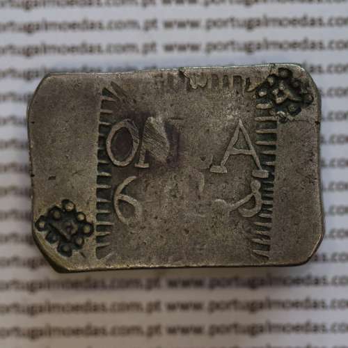 Moeda Onça Canelo em Prata 1845  de Moçambique, ou Pataca, Reinado D. MARIA II (1834-1853), World Coins Mozambique  KM 26.1