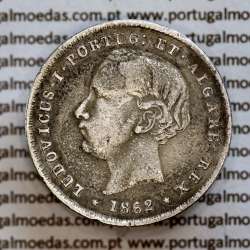 200 réis 1862 prata D. Luis I, dois tostões prata 1862, World Coins Portugal KM 507