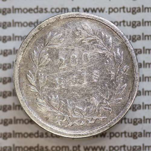 200 réis 1862 prata D. Luis I, dois tostões prata 1862, World Coins Portugal KM 507