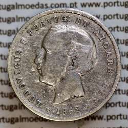 200 réis 1862 prata D. Luis I, dois tostões prata 1862, World Coins Portugal KM 507
