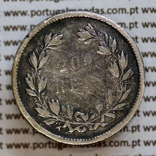 200 réis 1862 prata D. Luis I, dois tostões prata 1862, World Coins Portugal KM 507