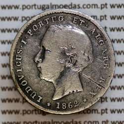 200 réis 1862 prata D. Luis I, dois tostões prata 1862, World Coins Portugal KM 507
