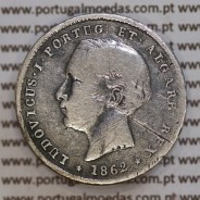200 réis 1862 prata D. Luis I, dois tostões prata 1862, World Coins Portugal KM 507