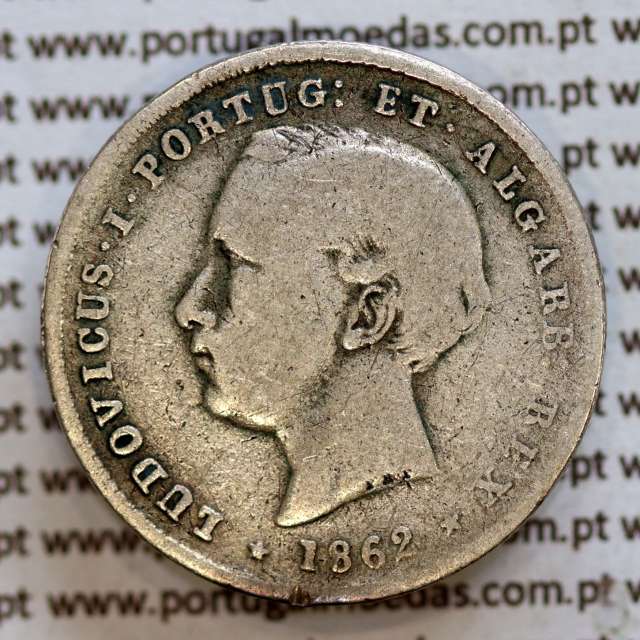 200 réis 1862 prata D. Luis I, dois tostões prata 1862, World Coins Portugal KM 507