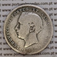 200 réis 1862 prata D. Luis I, dois tostões prata 1862, World Coins Portugal KM 507
