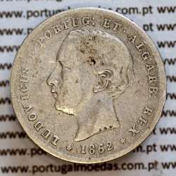 200 réis 1862 prata D. Luis I, dois tostões prata 1862, World Coins Portugal KM 507