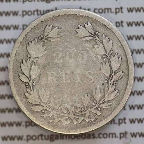 200 réis 1862 prata D. Luis I, dois tostões prata 1862, World Coins Portugal KM 507