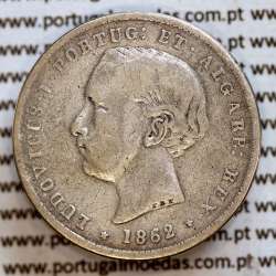 200 réis 1862 prata D. Luis I, dois tostões prata 1862, World Coins Portugal KM 507