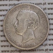 200 réis 1862 prata D. Luis I, dois tostões prata 1862, World Coins Portugal KM 507