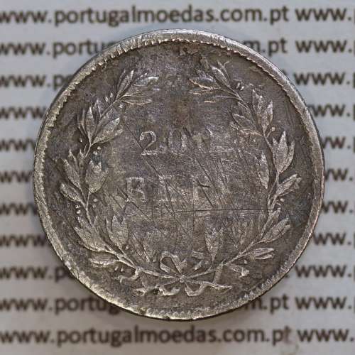 200 réis 1862 prata D. Luis I, dois tostões prata 1862, World Coins Portugal KM 507
