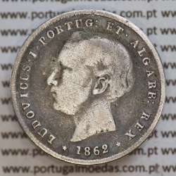 200 réis 1862 prata D. Luis I, dois tostões prata 1862, World Coins Portugal KM 507