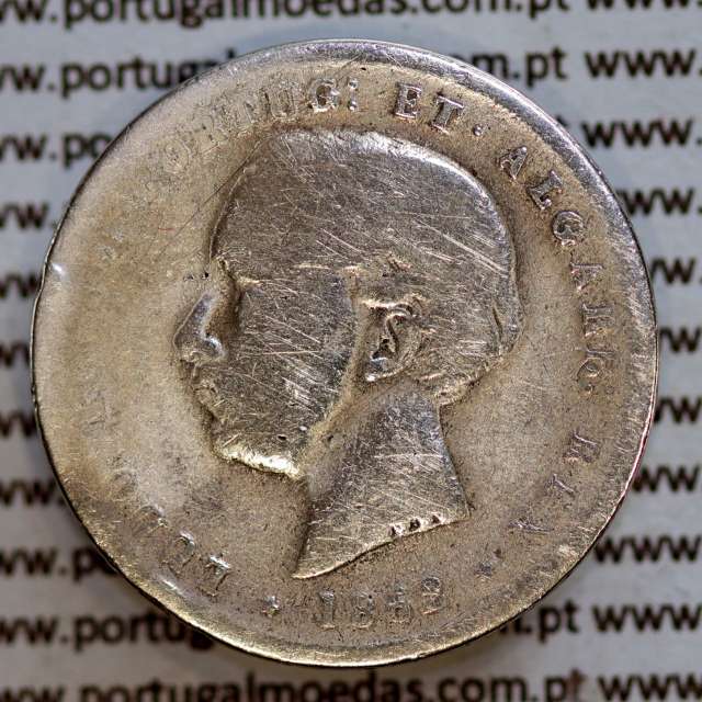 200 réis 1862 prata D. Luis I, dois tostões prata 1862, World Coins Portugal KM 507