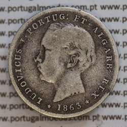 200 réis 1863 prata D. Luis I, dois tostões prata 1863, World Coins Portugal KM 507