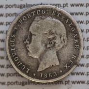 200 réis 1863 prata D. Luis I, dois tostões prata 1863, World Coins Portugal KM 507