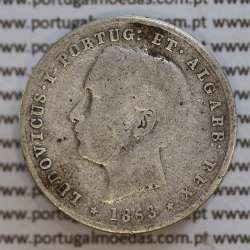 200 réis 1863 prata D. Luis I, dois tostões prata 1863, World Coins Portugal KM 507