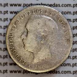 200 réis 1863 prata D. Luis I, dois tostões prata 1863, World Coins Portugal KM 507
