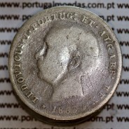200 réis 1863 prata D. Luis I, dois tostões prata 1863, World Coins Portugal KM 507