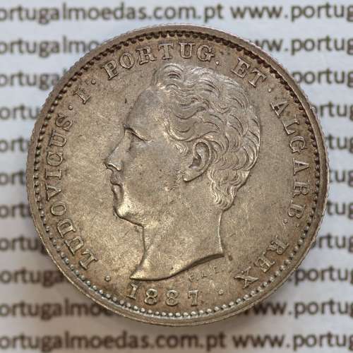 200 réis 1887 prata D. Luis I, dois tostões prata 1887, World Coins Portugal KM 512