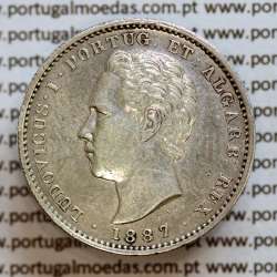 200 réis 1887 prata D. Luis I, dois tostões prata 1887, World Coins Portugal KM 512