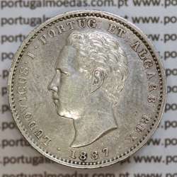 200 réis 1887 prata D. Luis I, dois tostões prata 1887, World Coins Portugal KM 512