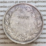 200 réis 1887 prata D. Luis I, dois tostões prata 1887, World Coins Portugal KM 512